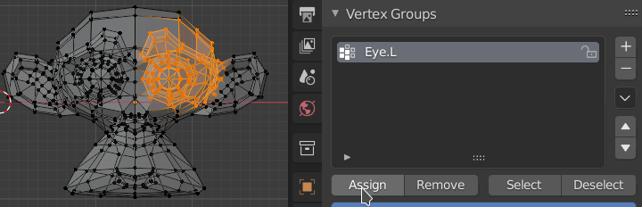 Left eye region vertex group
